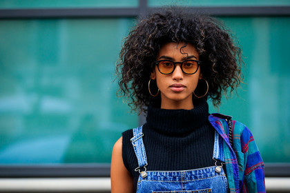 atmosphere details, AUTUMN WINTER 2017-2018, AW 17-18, black turtleneck, checked shirt, denim overall, detail, earrings, FALL WINTER 2017-2018, fashion week, frenchystyle, FW, FW 17-18, graphic shirt, horizontal, imaan hamman, jonathan paciullo, MFW, MILAN, model, plaid, portrait, printed shirt, ralph lauren, sleeveless, street style, sunglasses