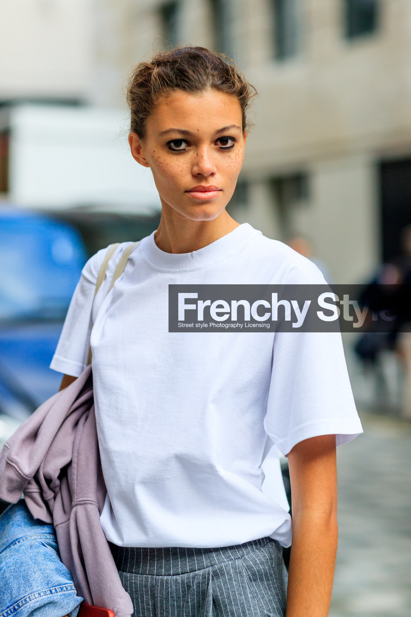atmosphere details, braids, Danielle Lashley, detail, eyeliner, fashion week, freckles, frenchystyle, FW, jonathan paciullo, LFW, LONDON, model, portrait, SPRING SUMMER 2018, SS 18, street style, vertical, white t shirt