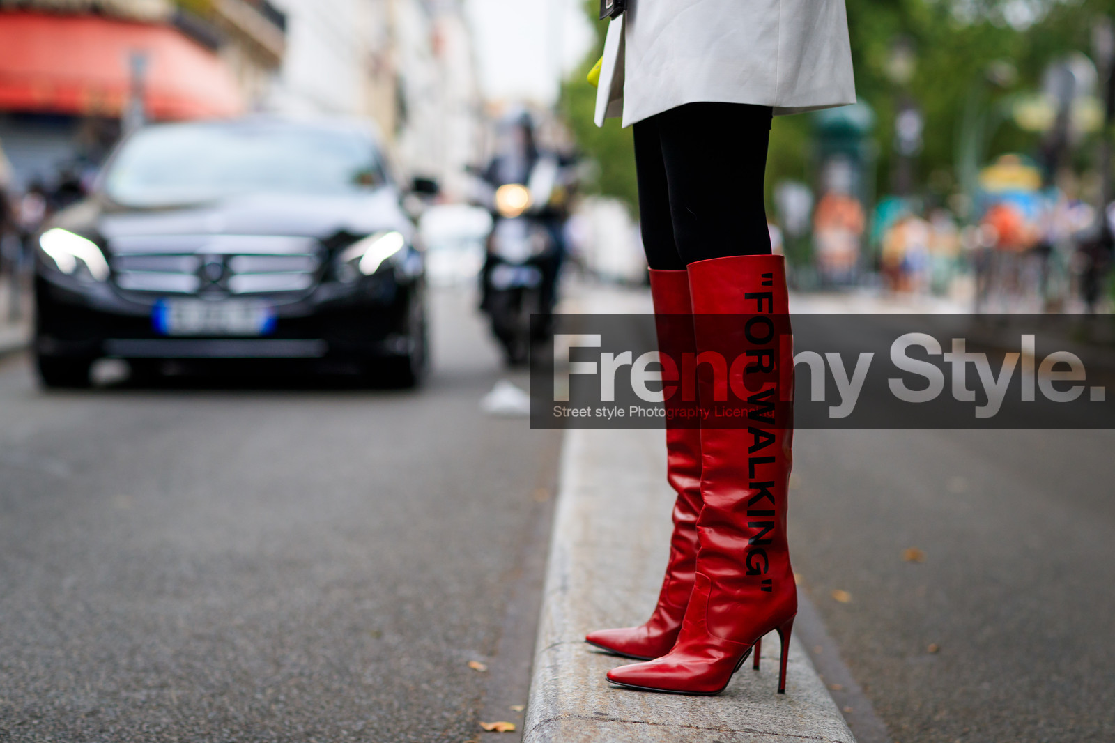 high boots, high heels, leather shoes, off white, red boots, tights, fashion week, frenchystyle, FW, jonathan paciullo, street style, PFW, PARIS, horizontal, atmosphere details, detail, AUTUMN WINTER 2018-2019, FALL WINTER 2018-2019, FW 18-19, caro daur