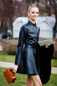 black dress, brown bag, christian dior, leather bag, leather dress, fashion week, frenchystyle, FW, jonathan paciullo, street style, PFW, PARIS, SPRING SUMMER 2017, SS 17, HAUTE COUTURE, vertical, detail, daria strokous