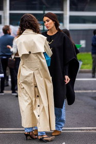 back, back detail, beige trench, black cape, black sandals, blue denim, cape, denim, long trench, sandals, trench, wool cape, fashion week, frenchystyle, FW, jonathan paciullo, street style, PFW, PARIS, SPRING SUMMER 2022, SS 22, vertical, full length