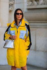 alice & j.s, black hat, blazer, blue jacket, blue pants, blue suit, bucket hat, floral, flowers, graphic jacket, high heels, leather shoes, maison martin margiela, parka, printed jacket, sunglasses, trousers, white shoes, yellow coat, PARIS, PFW, street style, jonathan paciullo, FW, frenchystyle, fashion week, AUTUMN WINTER 2019-2020, AW 19-20, FALL WINTER 2019-2020, FW 19-20, vertical, atmosphere details, detail