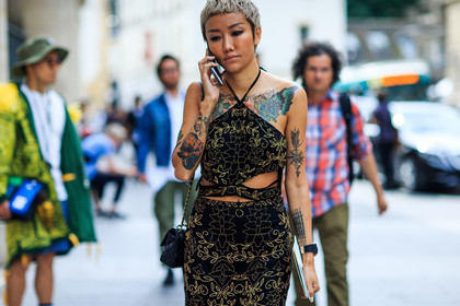 atmosphere details, black dress, detail, dyed hair, embroidered dress, embroideries, fashion week, frenchystyle, FW, horizontal, jonathan paciullo, lurex, MENSWEAR, PARIS, PFW, short hair, SPRING SUMMER 2017, SS 17, street style, tattoos
