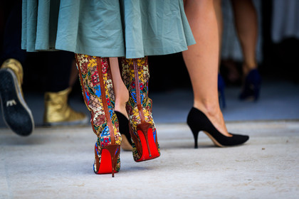 atmosphere details, catherine baba, christian louboutin, detail, fashion week, floral, flowers, frenchystyle, FW, high boots, high heels, horizontal, jonathan paciullo, leather shoes, multicolor shoes, PARIS, PFW, printed shoes, red shoes, SPRING SUMMER 2018, SS 18, street style