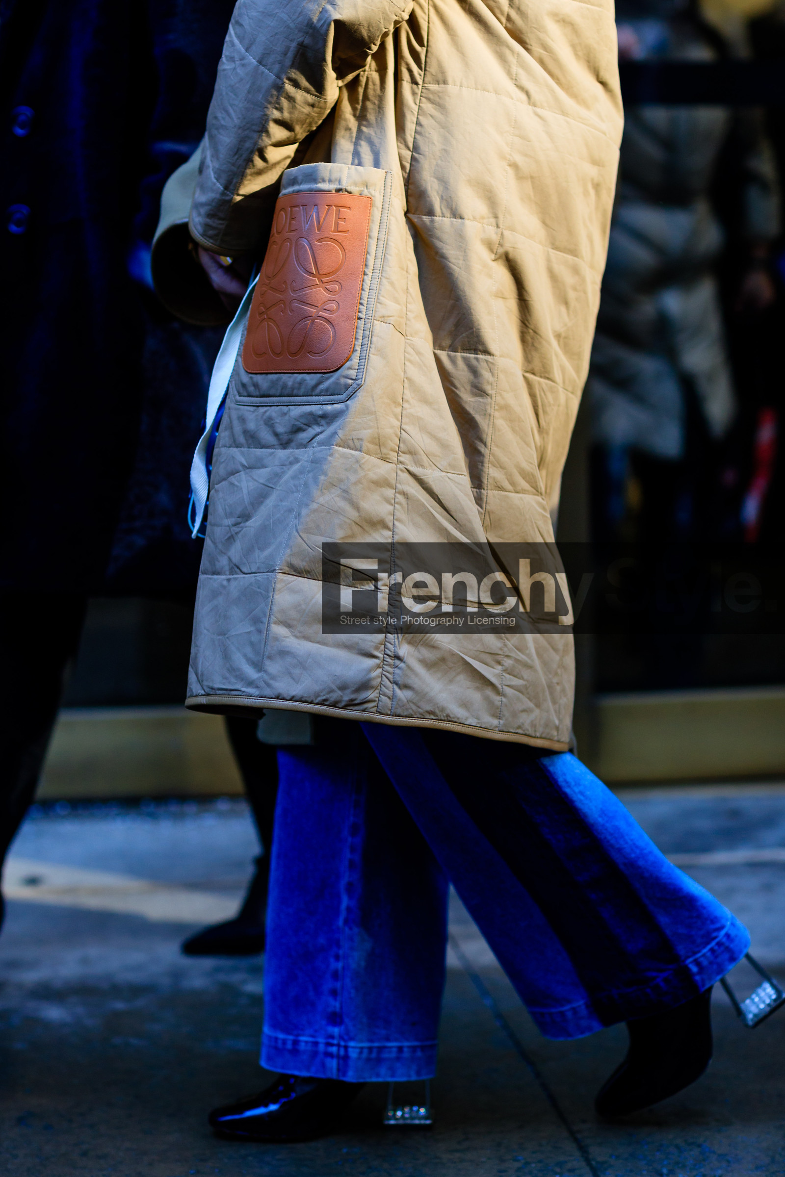 AUTUMN WINTER 2017-2018, AW 17-18, beige coat, blue denim, christian dior, denim pants, FALL WINTER 2017-2018, fashion week, frenchystyle, full length, FW, FW 17-18, jeans, jonathan paciullo, loewe, NEW YORK, NYFW, street style, trousers, vertical