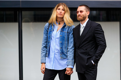 black jacket, black pants, black suit, blue denim, blue shirt, choker, denim jacket, jusrtin, justin o'shea, Monika Schamberger, necklace, trousers, veronika heilbrunner, white shirt, street style, jonathan paciullo, FW, frenchystyle, fashion week, LFW, LONDON, AUTUMN WINTER 2019-2020, AW 19-20, FW 19-20, FALL WINTER 2019-2020, horizontal, atmosphere details, detail