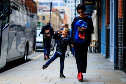 atmosphere details, black pants, black sweater, fashion week, frenchystyle, full length, FW, high heels, horizontal, jonathan paciullo, leather boots, leather shoes, LFW, LONDON, printed sweater, red boots, SPRING SUMMER 2017, SS 17, street style, sunglasses, trousers, woman, yasmin sewell