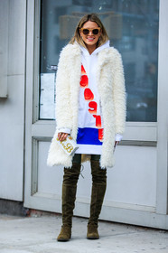 AUTUMN WINTER 2016-2017, AW 16-17, fashion week, frenchystyle, full length, fur coat, FW, FW 16-17, golden details, green boots, helena bordon, high boots, jonathan paciullo, NEW YORK, NYFW, printed dress, sheep fur, street style, suede shoes, sunglasses, vertical, white clutch, white coat, white dress, white fur, woman