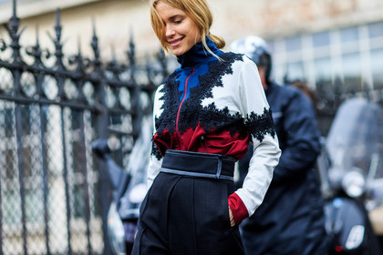 atmosphere details, AUTUMN WINTER 2016-2017, AW 16-17, black pants, detail, embroidered sweater, FALL WINTER 2016-2017, fashion week, frenchystyle, FW, FW 16-17, high waist, horizontal, jonathan paciullo, PARIS, pernille teisbaek, PFW, street style, trousers, white sweater