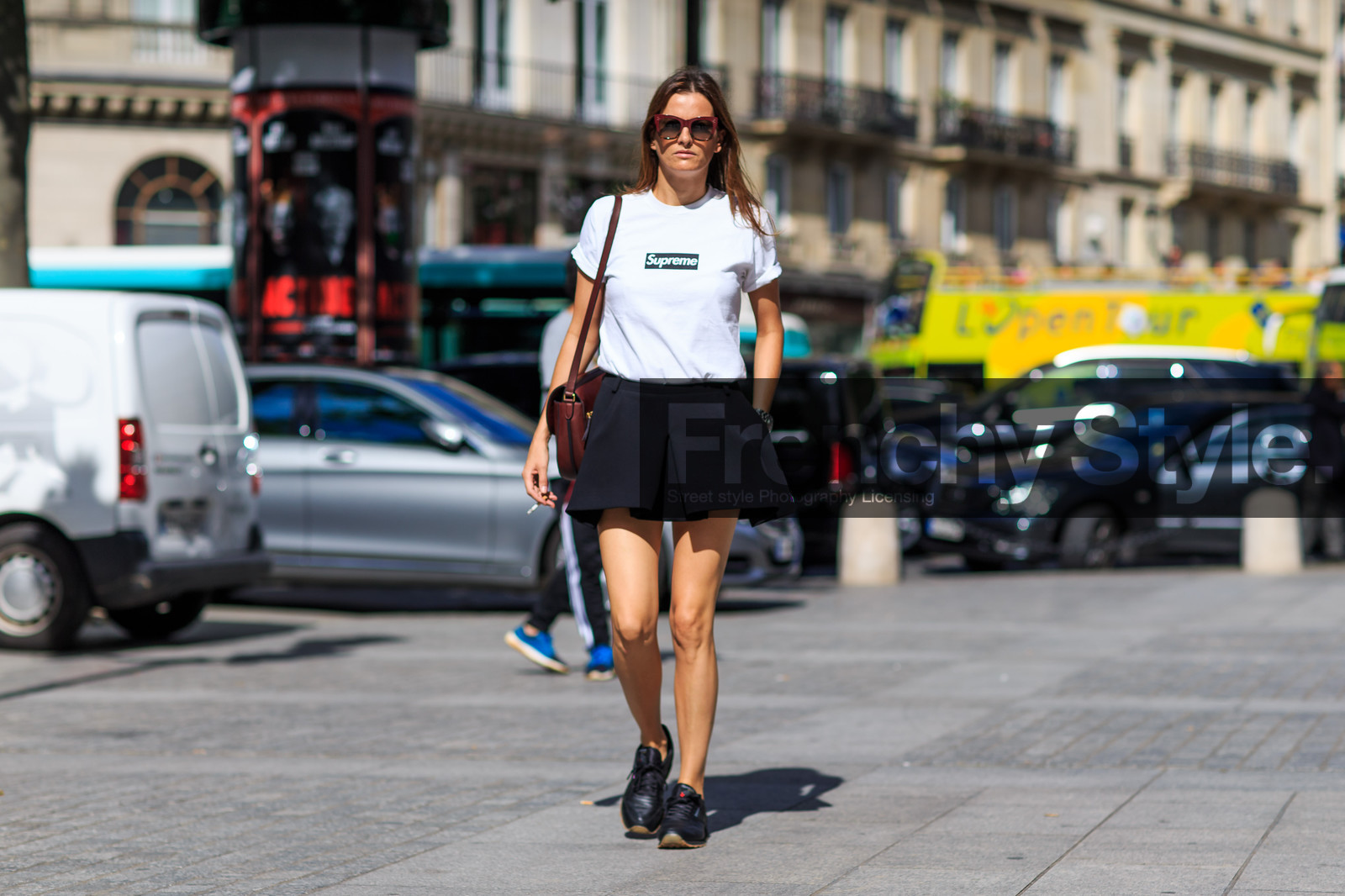 atmosphere details, black shorts, black skirt, black sneakers, céline, fashion week, frenchystyle, full length, FW, horizontal, jonathan paciullo, leather sneakers, MENSWEAR, PARIS, PFW, SPRING SUMMER 2017, SS 17, street style, sunglasses, supreme, white t shirt