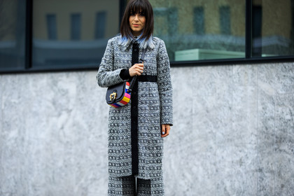 atmosphere details, AUTUMN WINTER 2016-2017, AW 16-17, black bag, black coat, black pants, detail, dyed hair, FALL WINTER 2016-2017, fashion week, frenchystyle, FW, FW 16-17, geometric, graphic bag, horizontal, jonathan paciullo, leather bag, LFW, LONDON, MENSWEAR, multicolor bag, printed coat, printed pants, street style, striped bag, stripes, trousers
