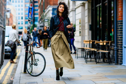 atmosphere details, beige pants, black boots, black coat, black jacket, caroline issa, fashion week, frenchystyle, full length, FW, high heels, horizontal, jonathan paciullo, leather boots, leather shoes, LFW, LONDON, oversize, polka dot, printed shirt, SPRING SUMMER 2017, SS 17, street style, trousers, wide pants, woman