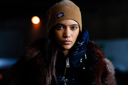 atmosphere details, AUTUMN WINTER 2017-2018, AW 17-18, brown fur, brown jacket, camel beanie, detail, FALL WINTER 2017-2018, fashion week, frenchystyle, fur jacket, FW, FW 17-18, horizontal, jonathan paciullo, model, NEW YORK, NYFW, portrait, street style