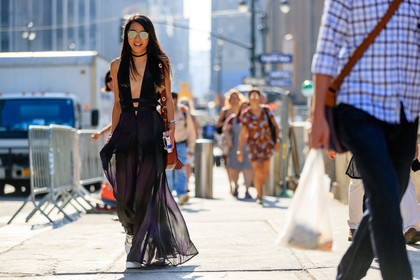 atmosphere details, black dress, choker, detail, dyed hair, fashion week, frenchystyle, FW, graphic dress, horizontal, iphone, jonathan paciullo, long dress, NEW YORK, NYFW, red bag, see through, SPRING SUMMER 2017, SS 17, street style, sunglasses, transparent, tule, woman, yuyu zhangzou