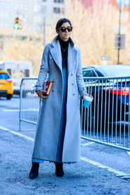 black shoes, embroidered bag, grey coat, leather bag, leather shoes, olympia le tan, red bag, sunglasses, street style, jonathan paciullo, FW, frenchystyle, fashion week, NYFW, NEW YORK, AUTUMN WINTER 2018-2019, AW 18-19, FALL WINTER 2018-2019, FW 18-19, vertical, full length