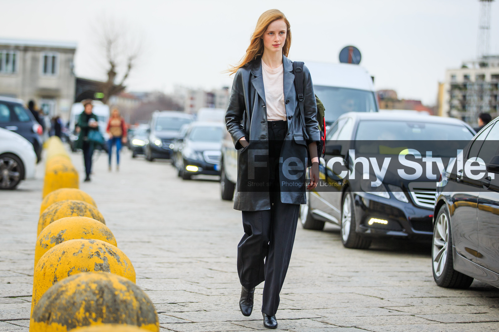 atmosphere details, AUTUMN WINTER 2016-2017, AW 16-17, black boots, black jacket, black pants, FALL WINTER 2016-2017, fashion week, frenchystyle, full length, FW, FW 16-17, high waist, horizontal, jonathan paciullo, leather boots, leather jacket, LFW, LONDON, long hair, MENSWEAR, model, natural, red head, silk blouse, skincare, street style, trousers, white blouse