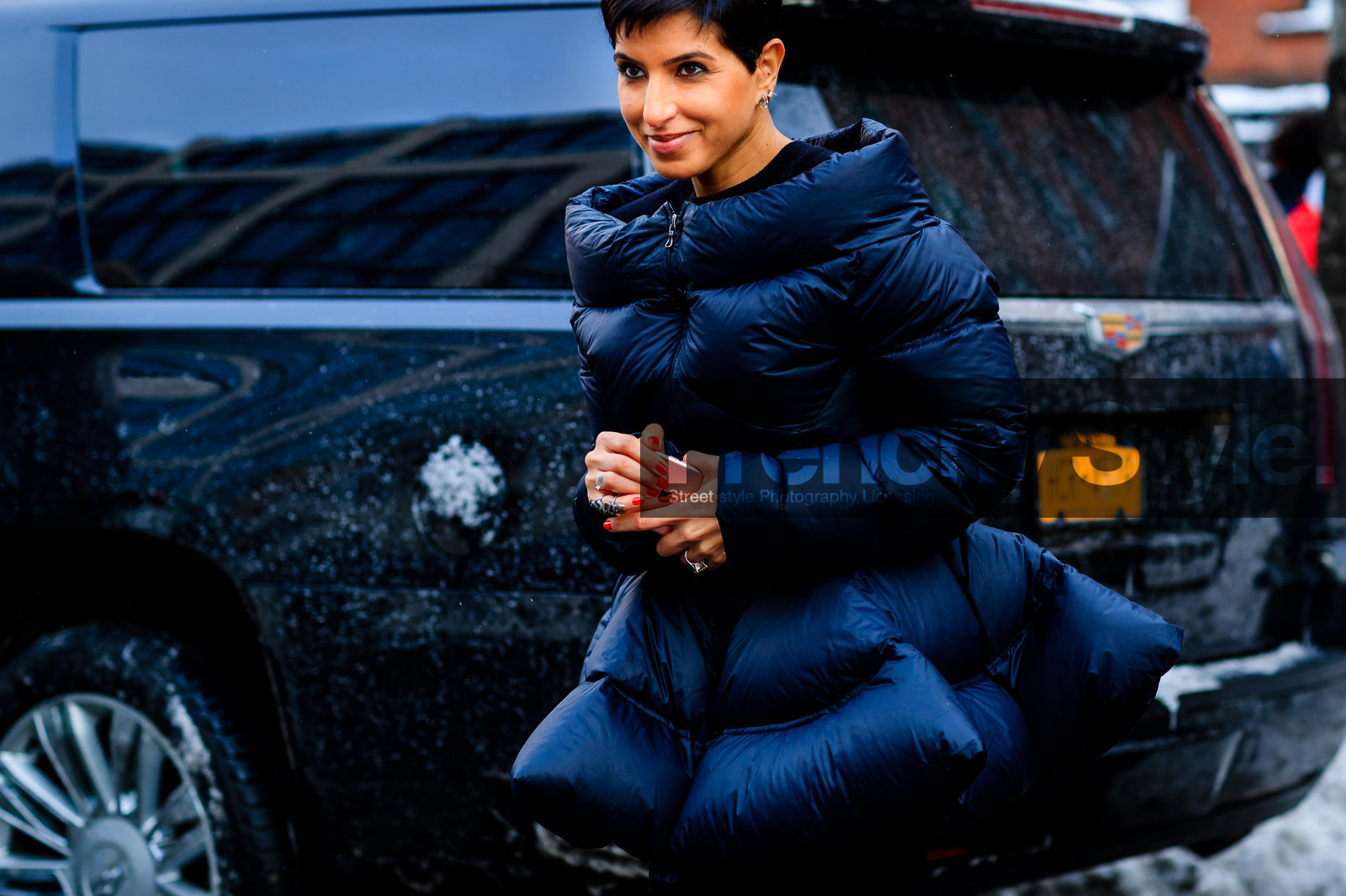 atmosphere details, AUTUMN WINTER 2017-2018, AW 17-18, black jacket, deena abdulaziz, detail, down jacket, earrings, FALL WINTER 2017-2018, fashion week, frenchystyle, FW, FW 17-18, horizontal, jonathan paciullo, NEW YORK, NYFW, street style