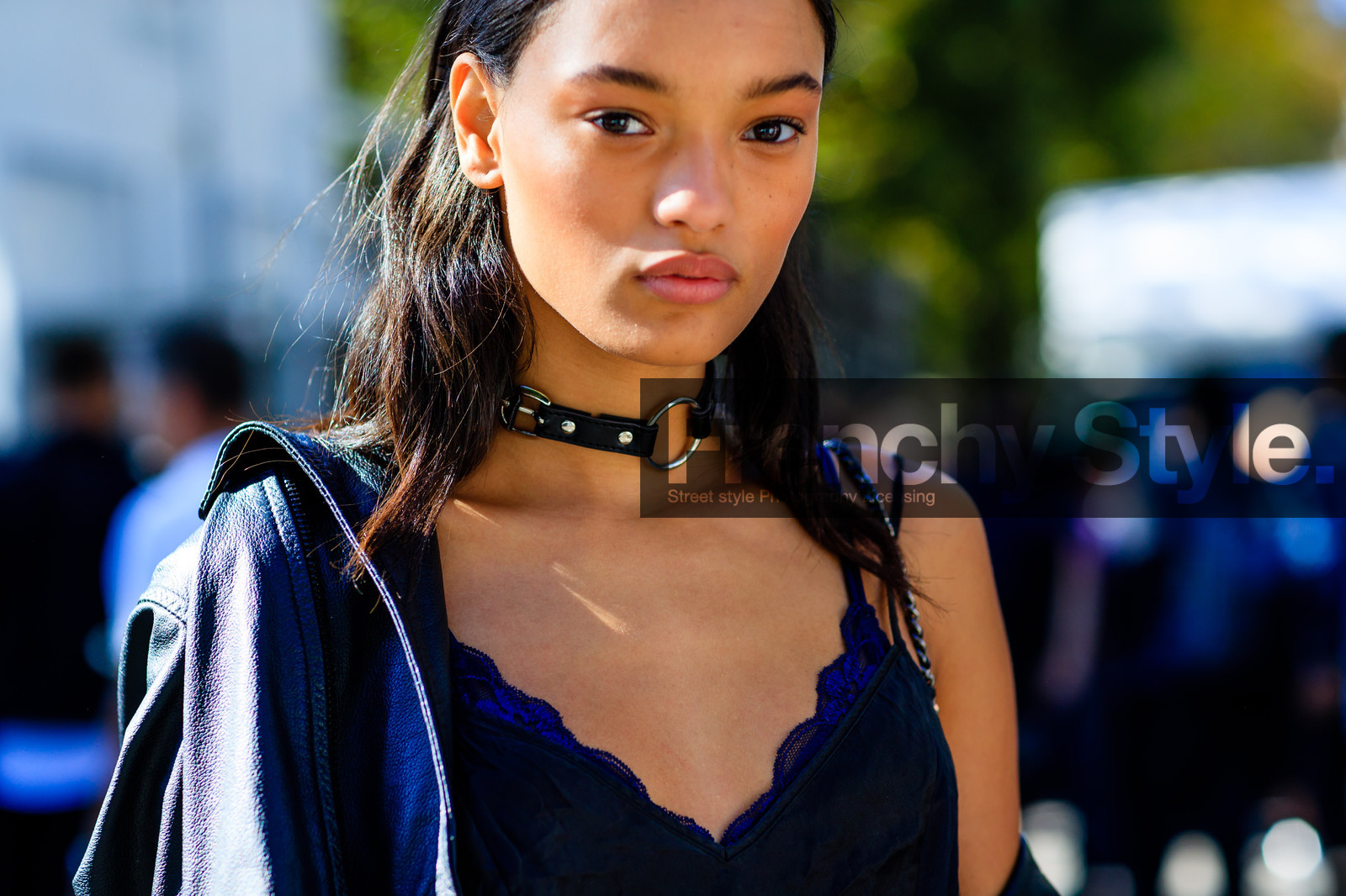 atmosphere details, black top, choker, detail, fashion week, frenchystyle, FW, horizontal, jonathan paciullo, lameka fox, long hair, model, natural, necklace, PARIS, PFW, portrait, skincare, SPRING SUMMER 2017, SS 17, street style