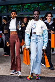 animal print, baby blue, black converse, black jeacket, blue bomber, blue denim, blue jacket, blue jean, bomber, brown pants, converse, crocs, crop top, cropped jacket, denim, flare pants, high waist jean, jacket, jean, pants, printed t-shirt, t-shirt, turtleneck, white bomber, white crop top, white jacket, white t-shirt, white turtleneck, zipped jacket, fashion week, frenchystyle, FW, jonathan paciullo, street style, PFW, PARIS, SPRING SUMMER 2022, SS 22, vertical, full length