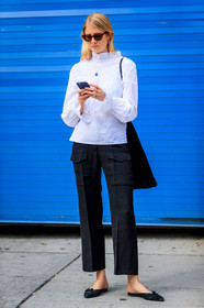 black bag, black mules, black pants, fashion week, frenchystyle, full length, FW, jonathan paciullo, NEW YORK, NYFW, SPRING SUMMER 2018, SS 18, street style, sunglasses, trousers, vertical, white shirt