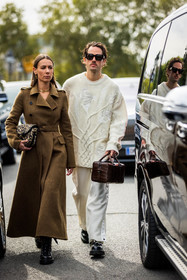 Amalie Gassmann, bag, black bag, black bracelet, black cuff, black derbies, black pants, derbies, dior bag, dior look, flare pants, large pants, leather bag, leather bracelet, leather derbies, leather top, pearl top, pink eyeliner, pleated pants, quilted bag, shirt, tattoo, white shirt, white sock, street style, jonathan paciullo, FW, frenchystyle, fashion week, PFW, PARIS, SPRING SUMMER 2022, SS 22, vertical, full length