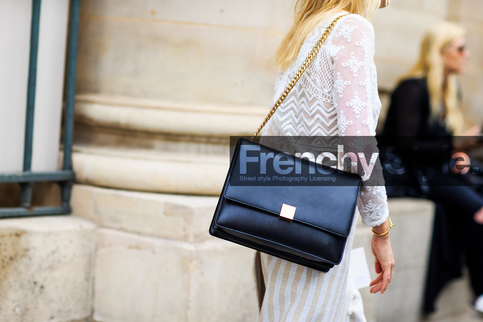 atmosphere details, black bag, bracelet, cartier, clou bracelet, detail, fashion week, frenchystyle, FW, geometric, golden jewelry, graphic pants, graphic top, horizontal, jonathan paciullo, lace top, leather bag, MENSWEAR, PARIS, PFW, see through, SPRING SUMMER 2017, SS 17, street style, striped pants, trousers, white pants, white top