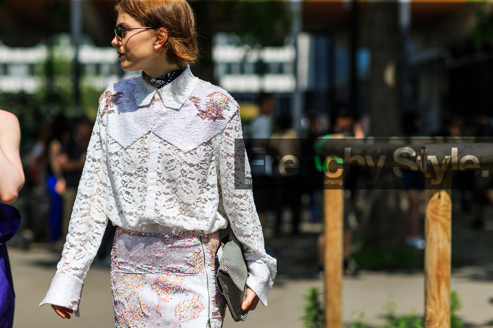 atmosphere details, black bandana, detail, embroidered shirt, embroidered skirt, fashion week, frenchystyle, FW, horizontal, jonathan paciullo, lace shirt, MENSWEAR, PARIS, PFW, SPRING SUMMER 2017, SS 17, street style, sunglasses, white shirt, white skirt