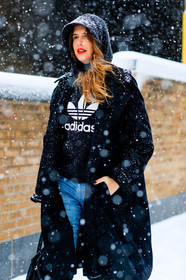 adidas, AUTUMN WINTER 2017-2018, AW 17-18, black coat, black sweater, blue denim, denim pants, FALL WINTER 2017-2018, fashion week, frenchystyle, full length, FW, FW 17-18, hoodie, jeans, jonathan paciullo, NEW YORK, NYFW, street style, trousers, vertical