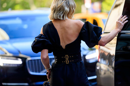 black belt, black pants, black top, bustier top, christian dior, leather belt, one shoulder, fashion week, frenchystyle, FW, jonathan paciullo, street style, NEW YORK, NYFW, SPRING SUMMER 2020, SS 20, horizontal, atmosphere details, detail