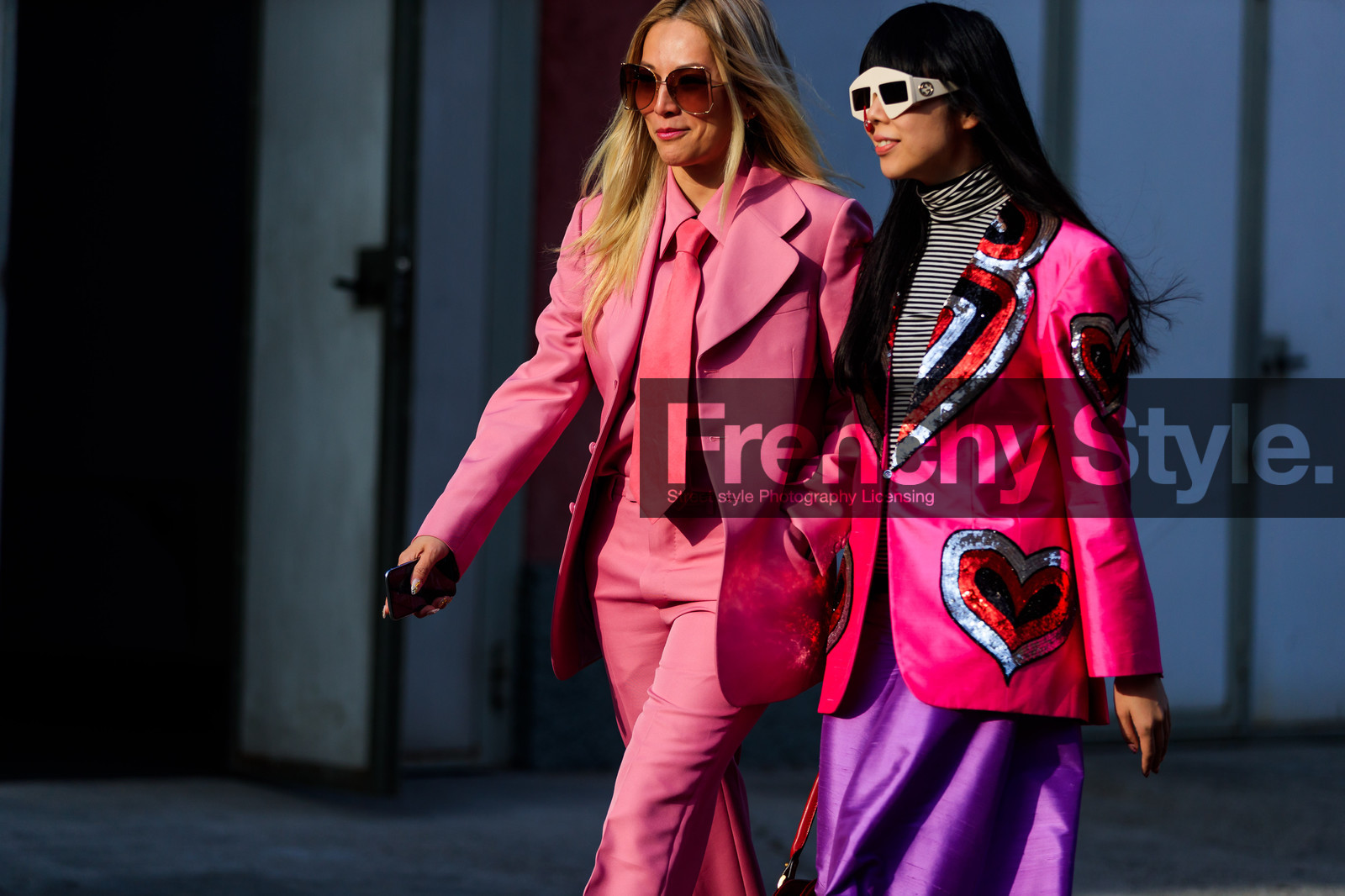 blazer, fun sunglasses, glitter, graphic jacket, gucci, pink jacket, pink pants, pink shirt, pink suit, pink tie, printed jacket, purple pants, striped top, sunglasses, tone on tone, total look pink, trousers, turtleneck sweater, fashion week, frenchystyle, FW, jonathan paciullo, street style, MFW, MILAN, AUTUMN WINTER 2018-2019, FALL WINTER 2018-2019, FW 18-19, horizontal, atmosphere details, tina leung, susie lau