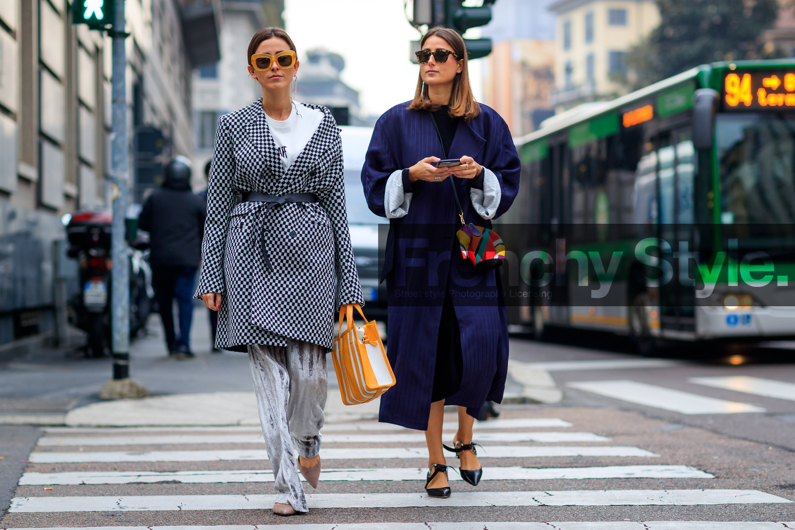 atmosphere details, AUTUMN WINTER 2017-2018, AW 17-18, balenciaga, belted coat, black and white, black belt, black dress, black shoes, checked coat, earrings, elephants, FALL WINTER 2017-2018, fashion week, frenchystyle, full length, FW, FW 17-18, gingham, glitter, graphic bag, graphic coat, horizontal, jonathan paciullo, julia haghjoo, jw anderson, leather bag, leather belt, leather shoes, loewe, MFW, MILAN, multicolor bag, navy coat, nude shoes, overcoat, plaid, printed bag, printed jacket, shiny pants, silver pants, street style, striped bag, sunglasses, sylvia haghjoo, trousers, white t shirt, yellow bag