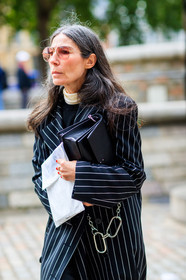 atmosphere details, black bag, black jacket, blazer, detail, fashion week, frenchystyle, FW, graphic jacket, jonathan paciullo, leather bag, LFW, LONDON, printed jacket, SPRING SUMMER 2018, SS 18, street style, striped jacket, vertical, Véronique Tristram