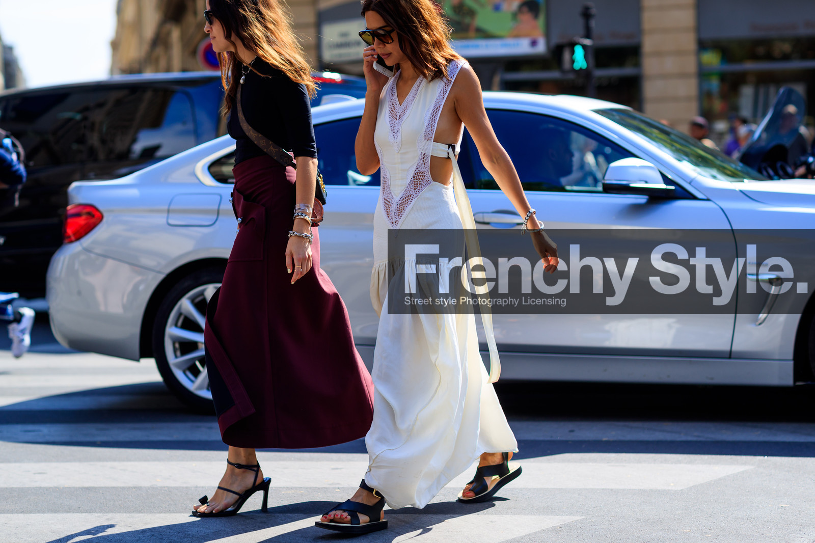 black shoes, high heels, lace dress, leather shoes, sunglasses, white dress, fashion week, frenchystyle, FW, jonathan paciullo, street style, PFW, PARIS, horizontal, atmosphere details, detail, AUTUMN WINTER 2018-2019, FALL WINTER 2018-2019, FW 18-19, Christine Centenera