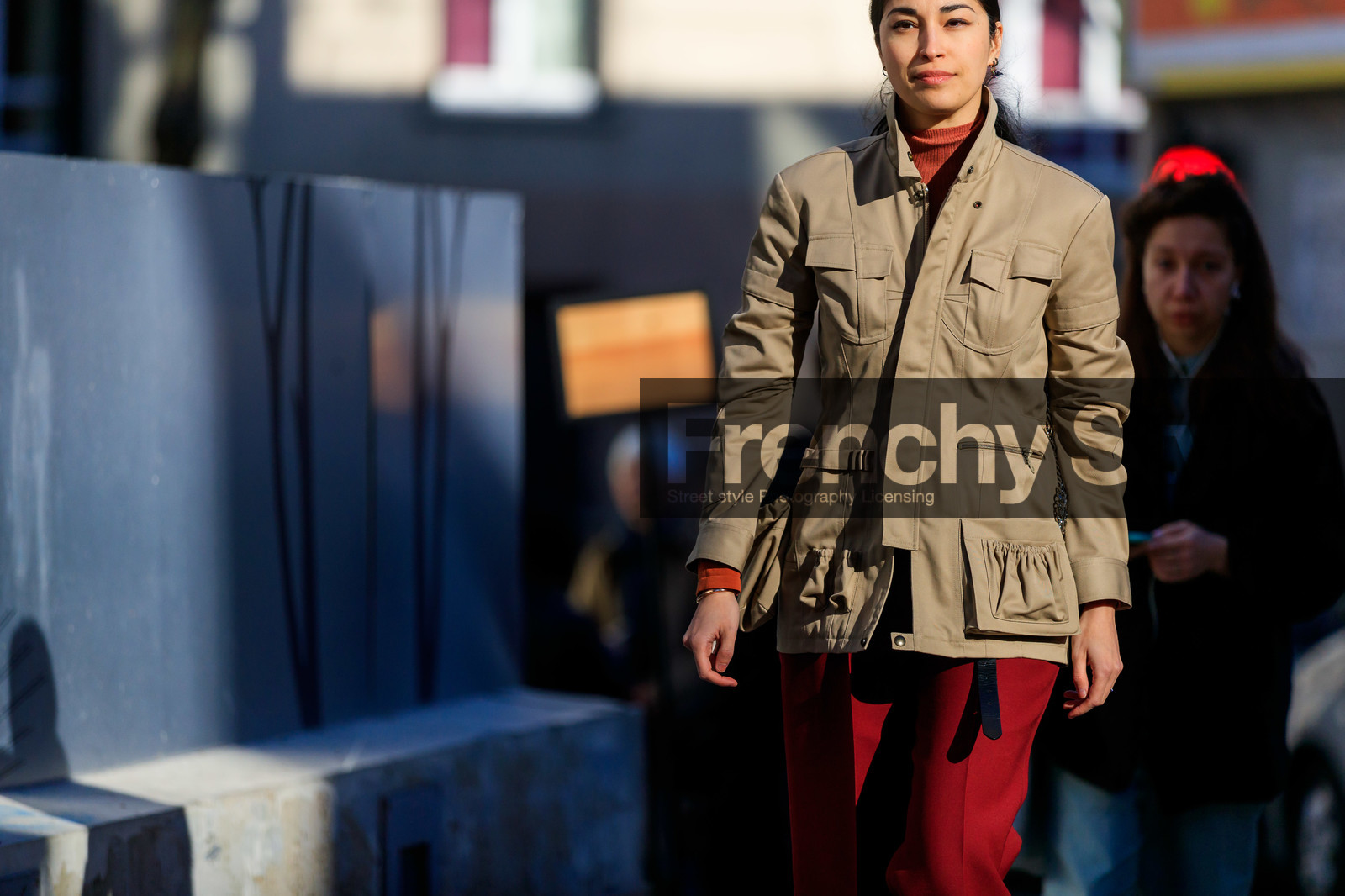 beige jacket, beige pants, caroline issa, red pants, trousers, fashion week, frenchystyle, FW, jonathan paciullo, street style, PFW, PARIS, AUTUMN WINTER 2019-2020, AW 19-20, FALL WINTER 2019-2020, FW 19-20, horizontal, atmosphere details, detail