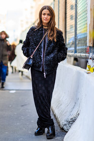 AUTUMN WINTER 2016-2017, AW 16-17, aztracan, black bag, black boots, black dress, black fur, black jacket, bomber jacket, boy bag, chanel, FALL WINTER 2016-2017, fashion week, frenchystyle, full length, fur jacket, FW, FW 16-17, graphic dress, high heels, jonathan paciullo, leather bag, leather boots, long dress, necklace, NEW YORK, NYFW, see through, street style, vertical, woman