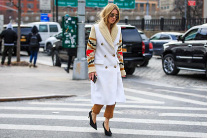 atmosphere details, AUTUMN WINTER 2016-2017, AW 16-17, black heels, camel pants, fashion week, frenchystyle, full length, FW, FW 16-17, high heels, horizontal, jonathan paciullo, NEW YORK, NYFW, peruvian, street style, suede pants, trousers, white coat, woman