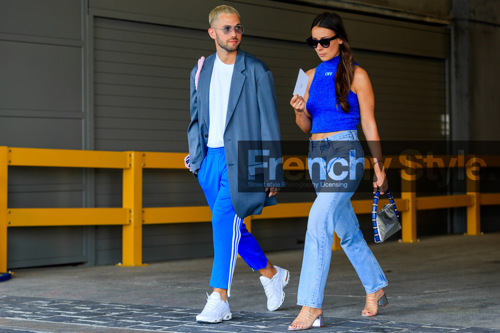 alice & j.s, atmosphere details, blue scarf, fashion week, frenchystyle, full length, FW, horizontal, jonathan paciullo, leather shoes, MENSWEAR, orange sandals, orange skirt, PARIS, PFW, SPRING SUMMER 2018, SS 18, straw bag, street style, white shirt