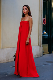 red jumpsuit, trousers, valentino, PFW, fashion week, frenchystyle, FW, jonathan paciullo, street style, PARIS, vertical, full length, AUTUMN WINTER 2018-2019, FALL WINTER 2018-2019, FW 18-19, evangelie smyrniotaki