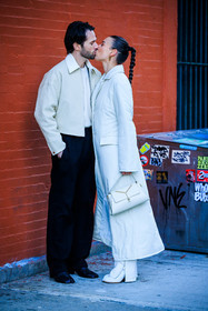 details, full black look, black pants, white striped pants, alice barbier, JS roques, street style, jonathan paciullo, FW, frenchystyle, fashion week, NYFW, NEW YORK, AUTUMN WINTER 2022-2023, FALL WINTER 2022_2023, FW 22-23, vertical, full length