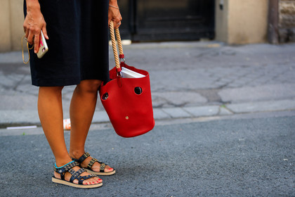 black shoes, bracelet, chains, chanel, leather bag, leather shoes, red bag, turquoise, fashion week, frenchystyle, FW, jonathan paciullo, street style, PFW, PARIS, atmosphere details, horizontal, detail, AUTUMN WINTER 2018-2019, FALL WINTER 2018-2019, FW 18-19