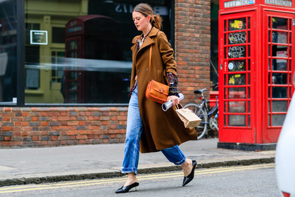 atmosphere details, black mules, blue denim, brown coat, camel bag, denim pants, fashion week, frenchystyle, full length, FW, horizontal, jeans, jonathan paciullo, leather bag, leather shoes, LFW, LONDON, SPRING SUMMER 2017, SS 17, street style, trousers, woman