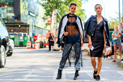 adidas, atmosphere details, black bag, black boots, black bra, black dress, black jacket, black perfecto, black sneakers, blue denim, bra, choker, denim pants, fashion week, frenchystyle, full length, FW, high heels, horizontal, jeans, jonathan paciullo, leather bag, leather boots, leather dress, leather jacket, leather perfecto, NEW YORK, NYFW, over the shoulder, see through, sequined, sequined jacket, shiny, SPRING SUMMER 2017, SS 17, street style, transparent, trousers, woman