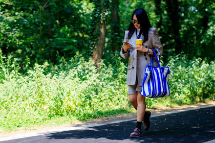 atmosphere details, balenciaga, black socks, blazer, blue bag, bordeaux, burgundy, fashion week, frenchystyle, full length, FW, graphic bag, grey jacket, grey shorts, horizontal, jonathan paciullo, leather bag, leather shoes, MENSWEAR, PARIS, PFW, printed bag, red shoes, SPRING SUMMER 2018, SS 18, street style, striped bag, sunglasses